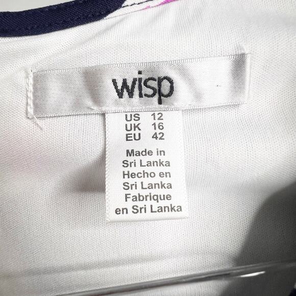 WISP Floral Cut Out Jersey Sleeveless Knee Length Dress Navy Multicolor Size 12 - Picture 9 of 12